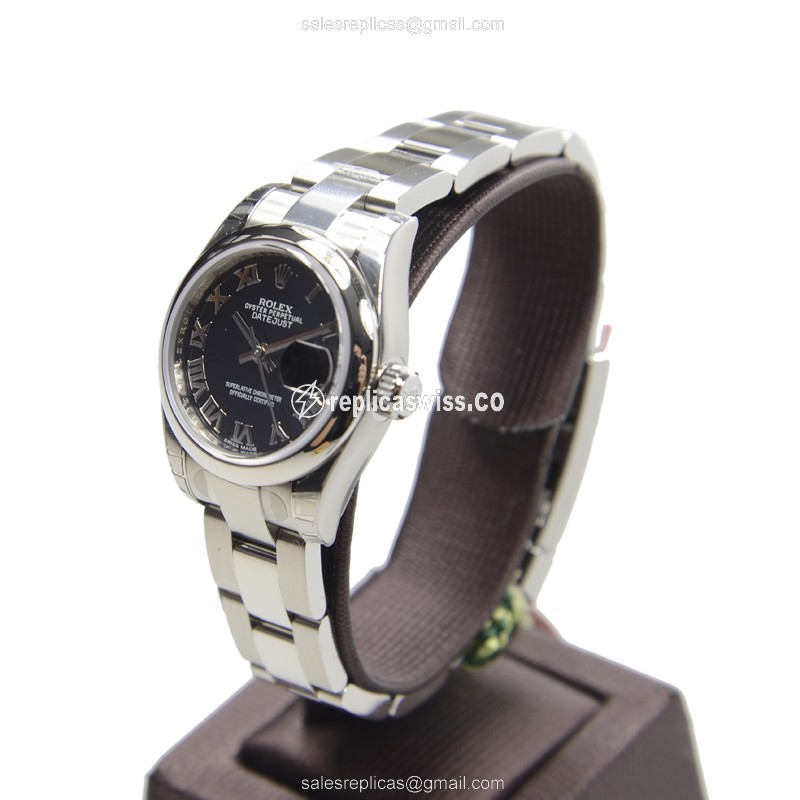 Rolex Datejust Replica: Automatic - Steel - Black - Silver Clasp - View 3