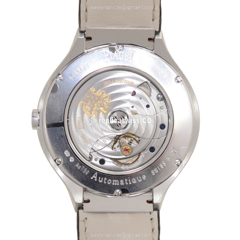Piaget Polo Automatic 18kt White Gold - Silver Dial - Black Alligator Strap - View 3