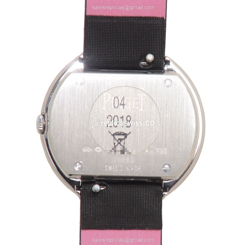 Piaget POSSESSION Replica - Quartz - 18kt White Gold - Diamond - Silver Dial - Black Satin Strap - Buckle Clasp - View 3