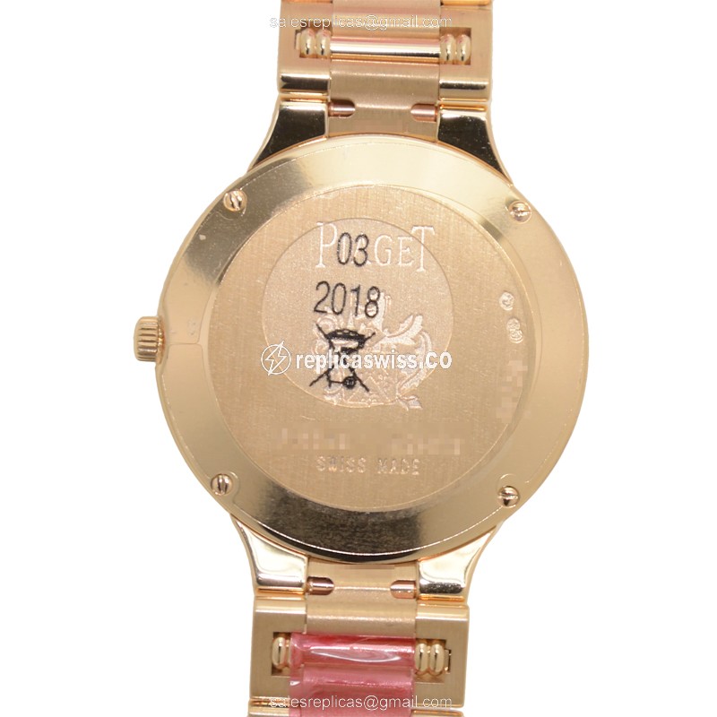 Piaget DANCER Replica - Quartz - 18kt Rose Gold Case - Diamond - Silver Dial - Gold Strap - View 3