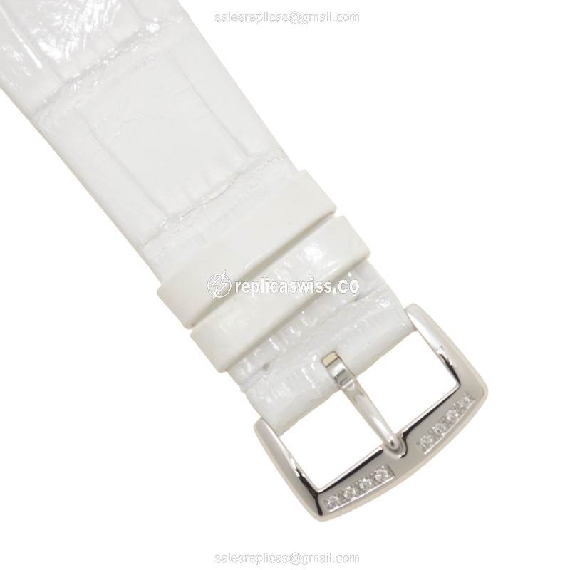 Franck Muller 8045 QZ COL DRM R D CD OG Replica - Quartz - 18kt White Gold - Diamond Case - Silver Dial - View 4