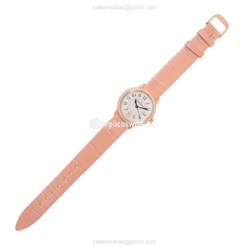 Jaeger-Lecoultre Q3512520 RENDEZ VOUS Replica - Automatic - Rose Gold - Diamond Set - Silver Dial - Pink Alligator Buckle - View 2