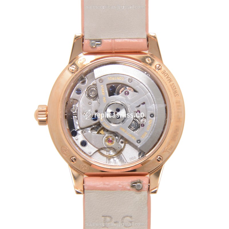 Jaeger-Lecoultre Q3512520 RENDEZ VOUS Replica - Automatic - Rose Gold - Diamond Set - Silver Dial - Pink Alligator Buckle - View 3