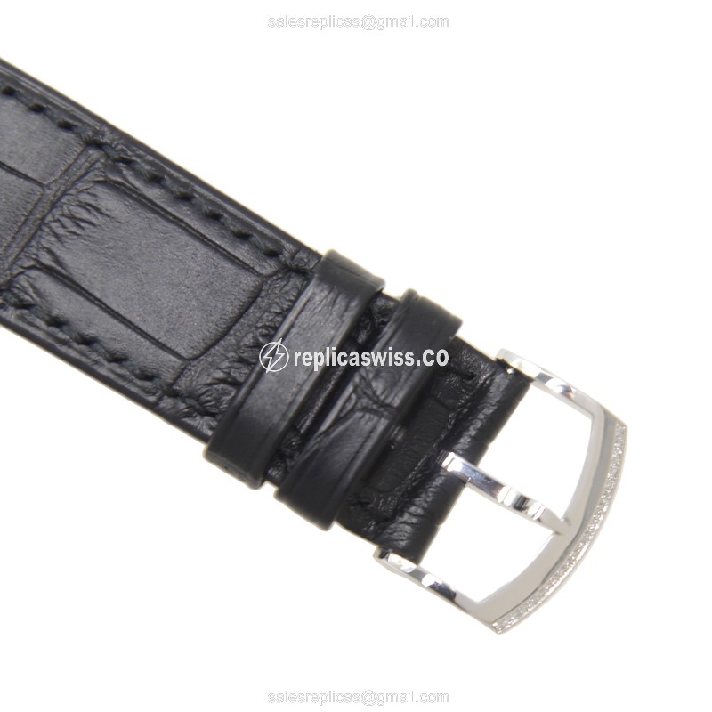 Piaget ALTIPLANO Replica - Manual Wind - 18kt White Gold - Diamond Set - Silver Dial - Black Alligator Strap - View 4