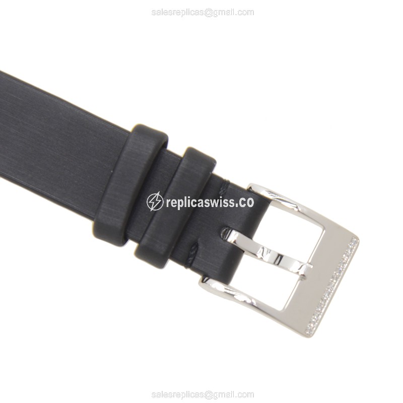 Piaget ALTIPLANO Quartz Replica - 18kt White Gold - Silver Dial - Silk Black Strap - Buckle Clasp - View 4