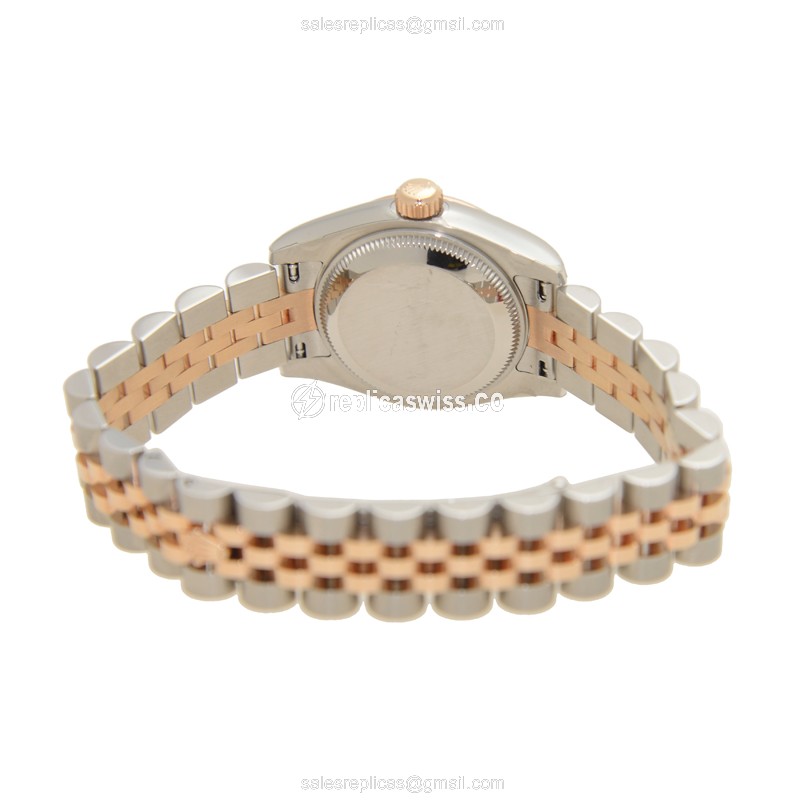 Rolex Datejust Lady Replica - 18kt Rose & Steel - Automatic White Dial - View 4
