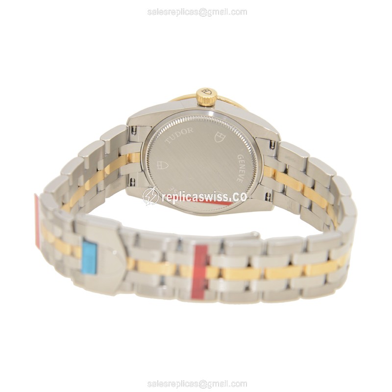 Tudor Glamour Date Replica - Automatic - 18kt Gold & Steel - Gold Dial, Silver Strap - View 4
