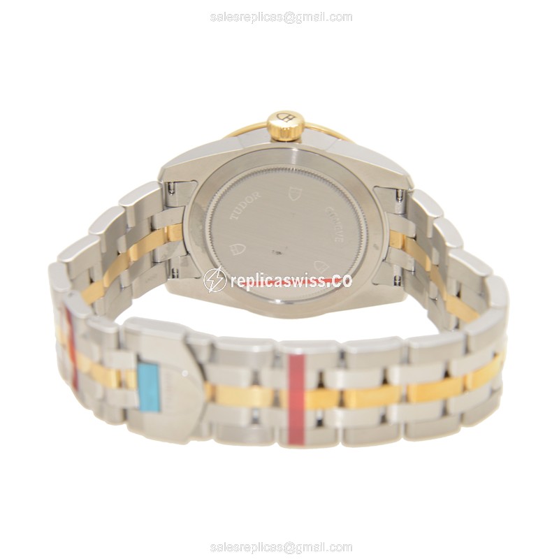 Tudor Glamour Date Replica - Automatic - 18kt Gold & Steel Case - Gold Dial - Silver Strap - View 4