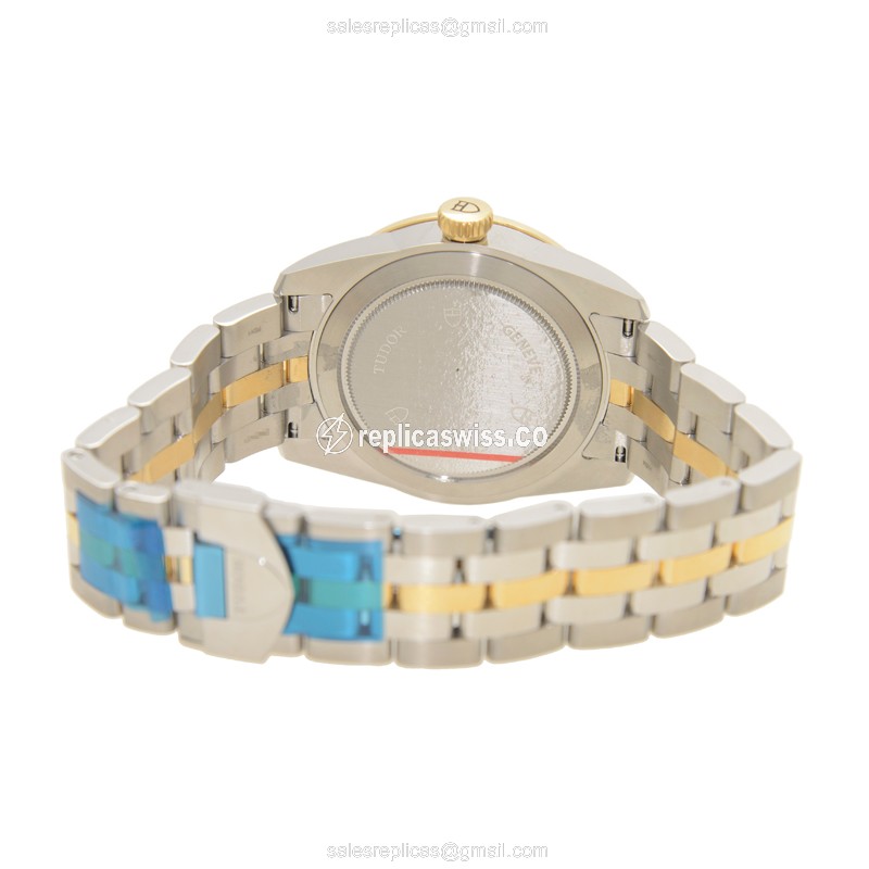Tudor Glamour Date Replica Watch - Gold/Steel - Silver Strap - View 4