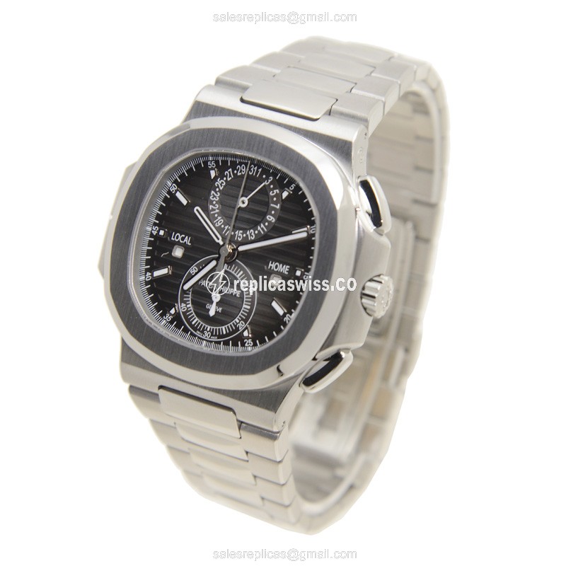 Patek Philippe 5990/1A-001 Replica - Automatic - Black Dial - Silver Steel - Steel Clasp - View 3