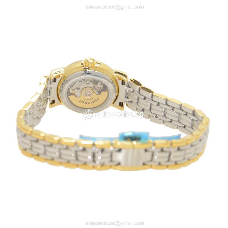 Longines Presence Replica - PVD Gold - Automatic - White Dial, Silver Strap - View 4