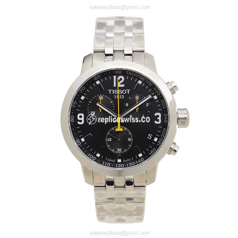 Tissot T-SPORT Quartz Steel - Black Dial Silver Strap Clasp - View 2