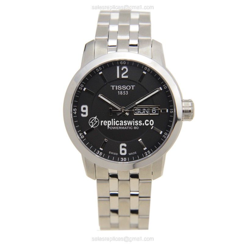 Rolex T-SPORT Replica - Automatic - Black Dial - Steel Case - Silver Band - View 2