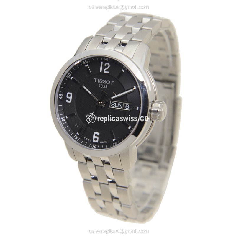 Rolex T-SPORT Replica - Automatic - Black Dial - Steel Case - Silver Band - View 3