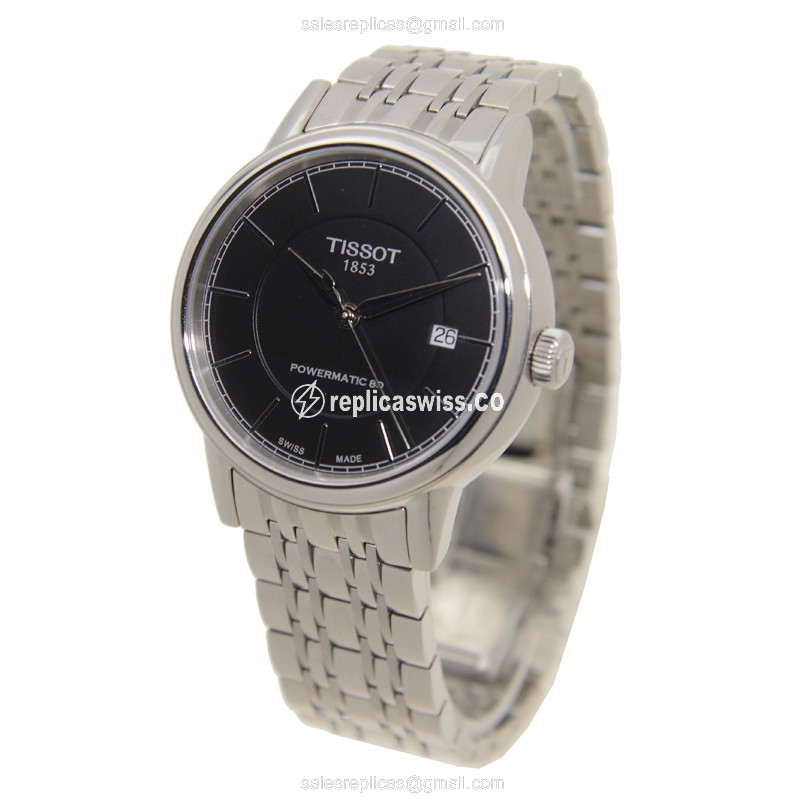 Tissot T-CLASSIC Replica - Automatic - Steel Case - Black Dial - Silver Strap - View 3