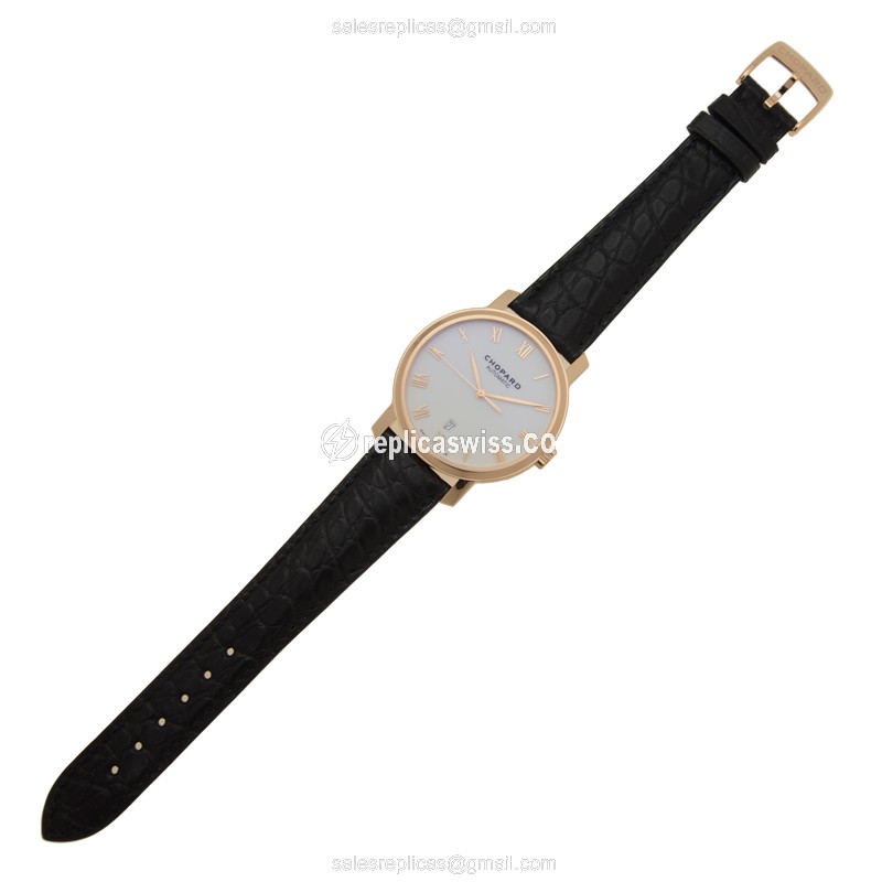 Chopard Classic 161278-5005 - Auto 18kt Rose Gold - White Dial - Black Alligator Buckle - View 2