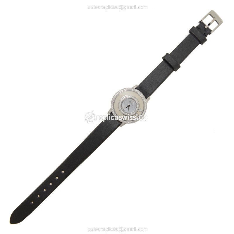 Chopard 209410-1001 Replica - Quartz - 18kt White Gold - Diamond Skull - Black Leather Strap - View 2