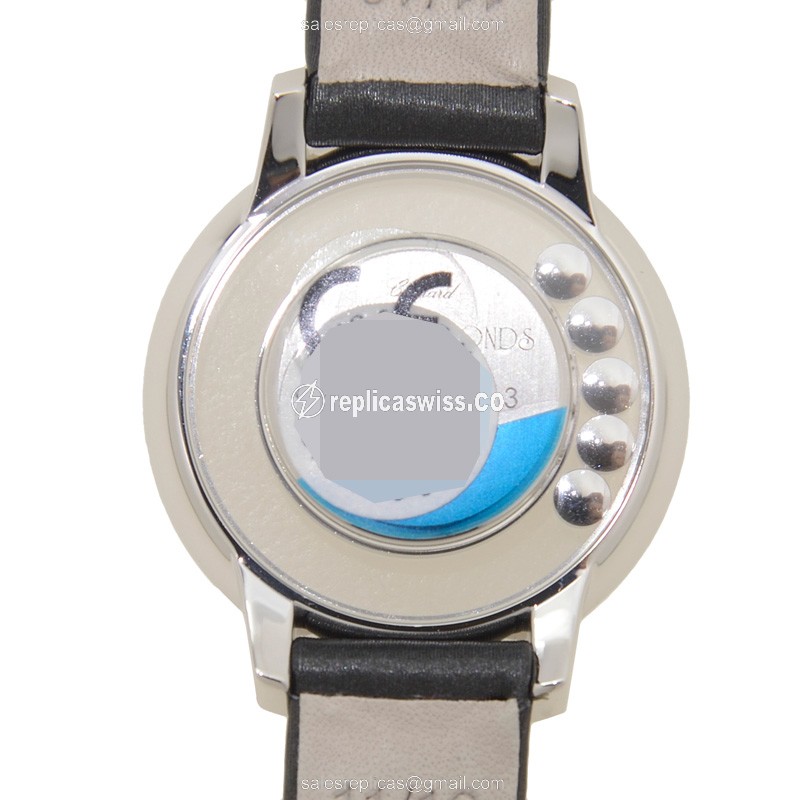 Chopard 209410-1001 Replica - Quartz - 18kt White Gold - Diamond Skull - Black Leather Strap - View 3