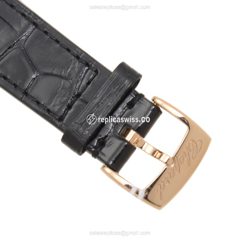 Chopard Happy Sport Replica - Auto - 18kt Rose Gold - Silver Dial - Black Alligator Buckle - View 4