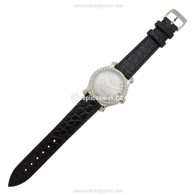 Chopard Happy Sport Replica - Automatic - Silver Dial - Steel Case - Black Alligator Strap - View 2