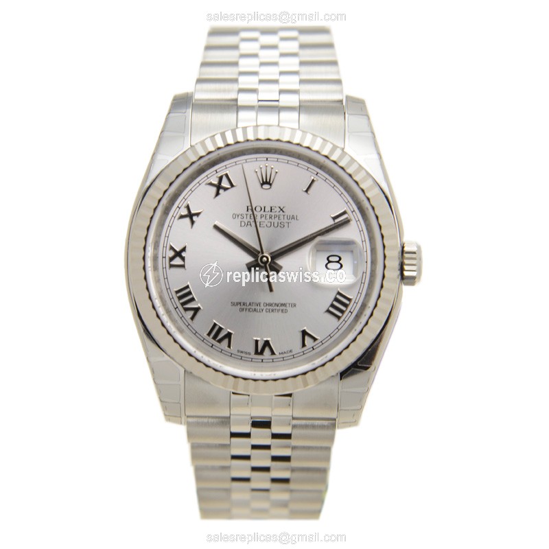 Rolex DATEJUST Replica - Automatic - Steel Case, Silver Dial, Silver Clasp - View 2
