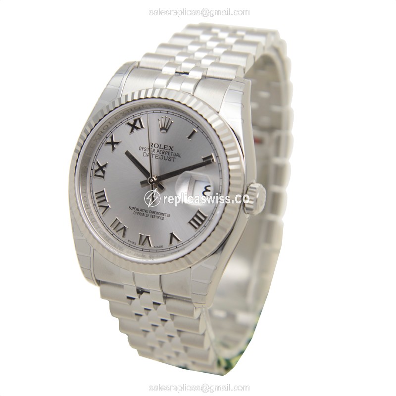 Rolex DATEJUST Replica - Automatic - Steel Case, Silver Dial, Silver Clasp - View 3