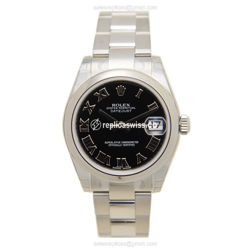 Rolex Lady Datejust Replica - Automatic - Stainless Steel - Black Dial - Silver Clasp - View 2