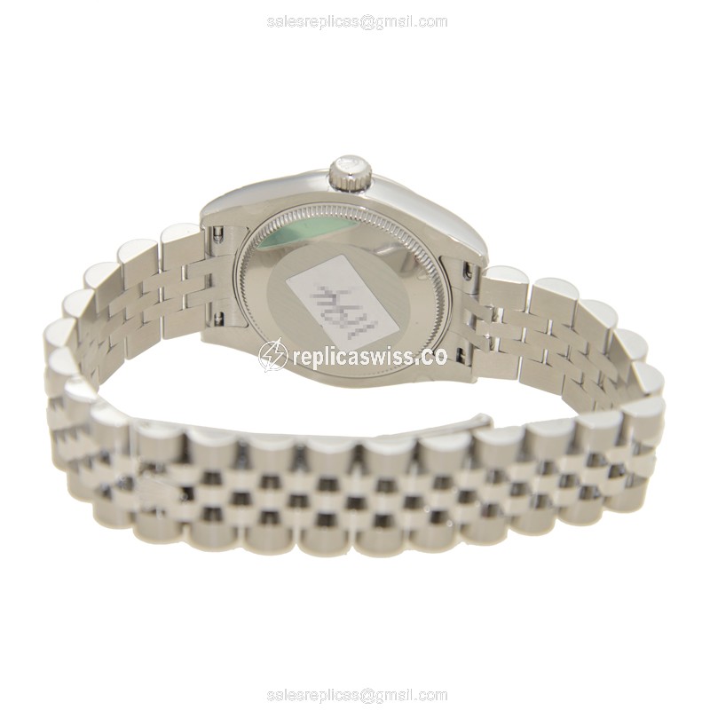 Rolex Lady Datejust Replica - Automatic - White Gold & Steel - Blue Dial - Steel Strap - View 4