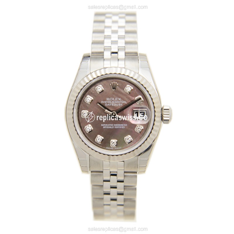 Rolex Datejust Replica - Automatic - Brown Dial - Silver Steel Clasp - View 2
