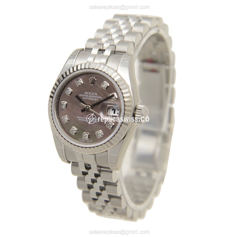 Rolex Datejust Replica - Automatic - Brown Dial - Silver Steel Clasp - View 3