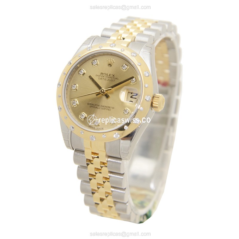 Rolex Datejust Replica | Automatic | Gold on Steel | 28mm Case - View 3