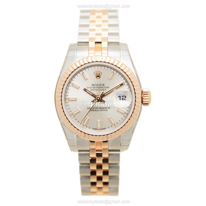 Rolex Datejust Replica - Automatic - Rose Gold & Steel - Silver Dial - View 2