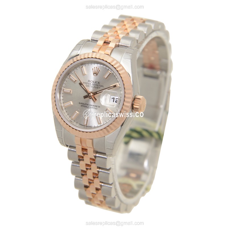 Rolex Datejust Replica - Automatic - Rose Gold & Steel - Silver Dial - View 3