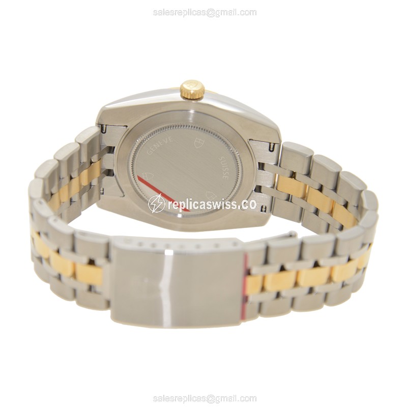 18kt Tudor GY Classic - Automatic - Silver Dial - Gold & Steel - Black Band - View 4