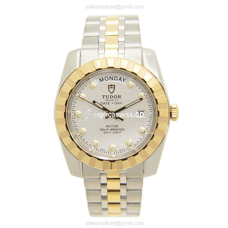 Tudor Black Bay Replica - Automatic - White Dial on Steel & 18kt Silver Strap - View 2