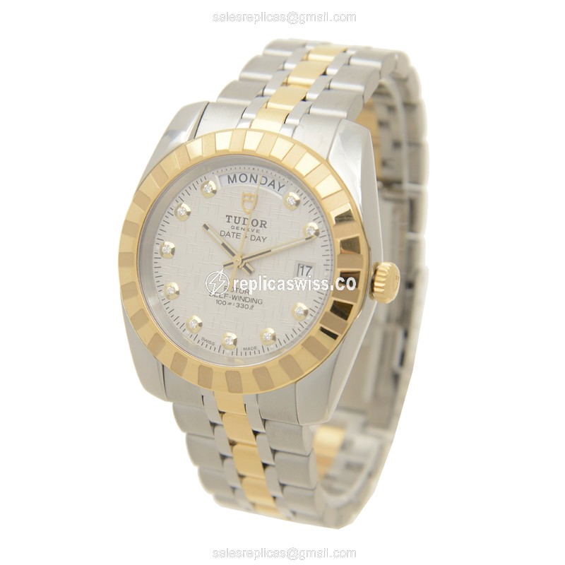 Tudor Black Bay Replica - Automatic - White Dial on Steel & 18kt Silver Strap - View 3