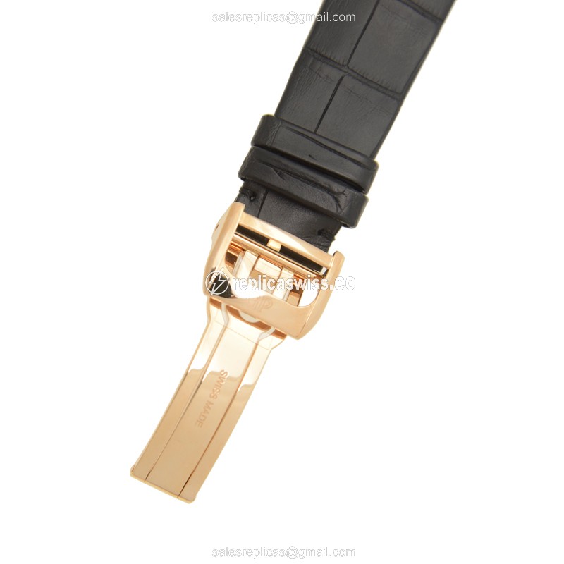 Girard Perregaux 49539-52-151-BK6B Replica - Automatic - 18kt Rose Gold - Silver Dial - Black Alligator Strap - View 4