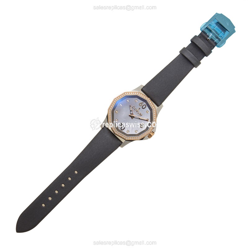Corum Admiral's Cup 18kt Rose Magic - Auto - Diamond - Gray Dial - Leather Strap - View 2