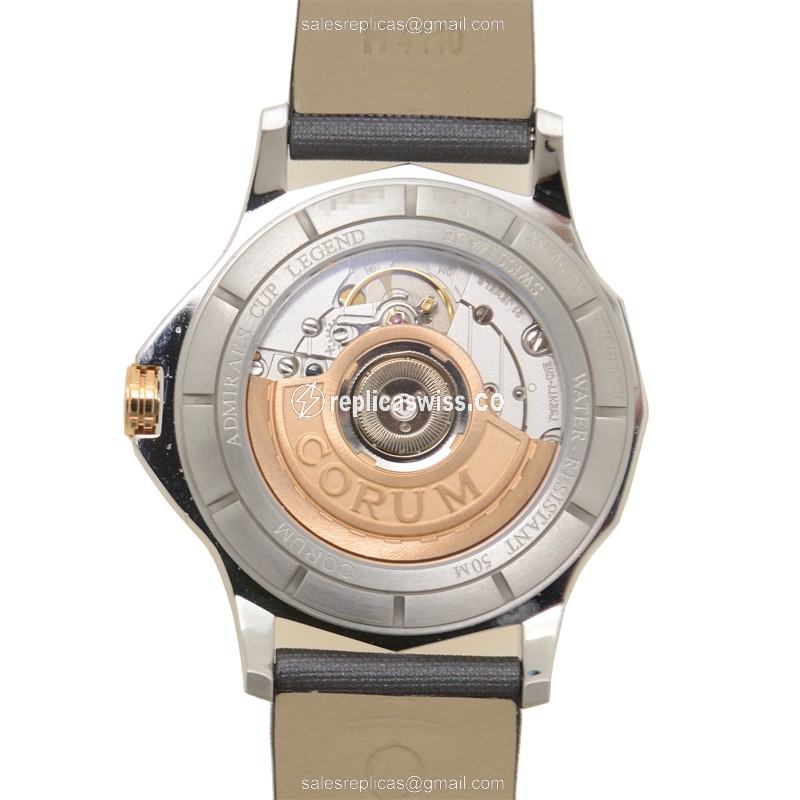 Corum Admiral's Cup 18kt Rose Magic - Auto - Diamond - Gray Dial - Leather Strap - View 3