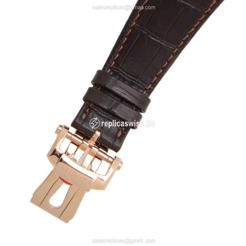 Patek Philippe 5712R-001 Replica - Automatic 18kt Rose Gold - Dark Grey Dial, Brown Alligator Strap - View 4