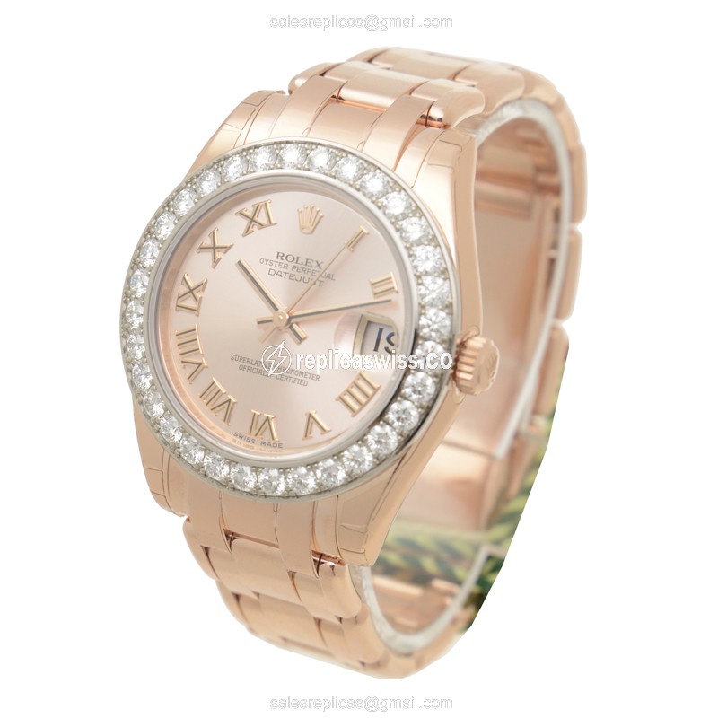 Rolex 81285 LADY DATEJUST Automatic 18kt Rose Gold & Diamonds - View 3