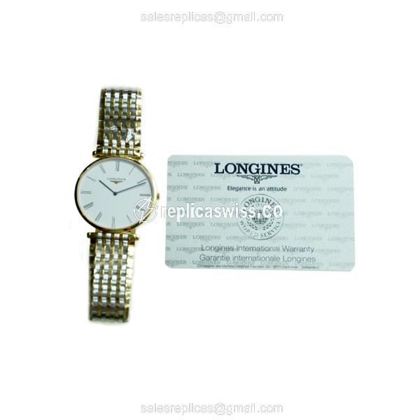 Longines LA GRANDE Replica - Quartz - Gold PVD Case - White Dial - Silver Strap - View 4