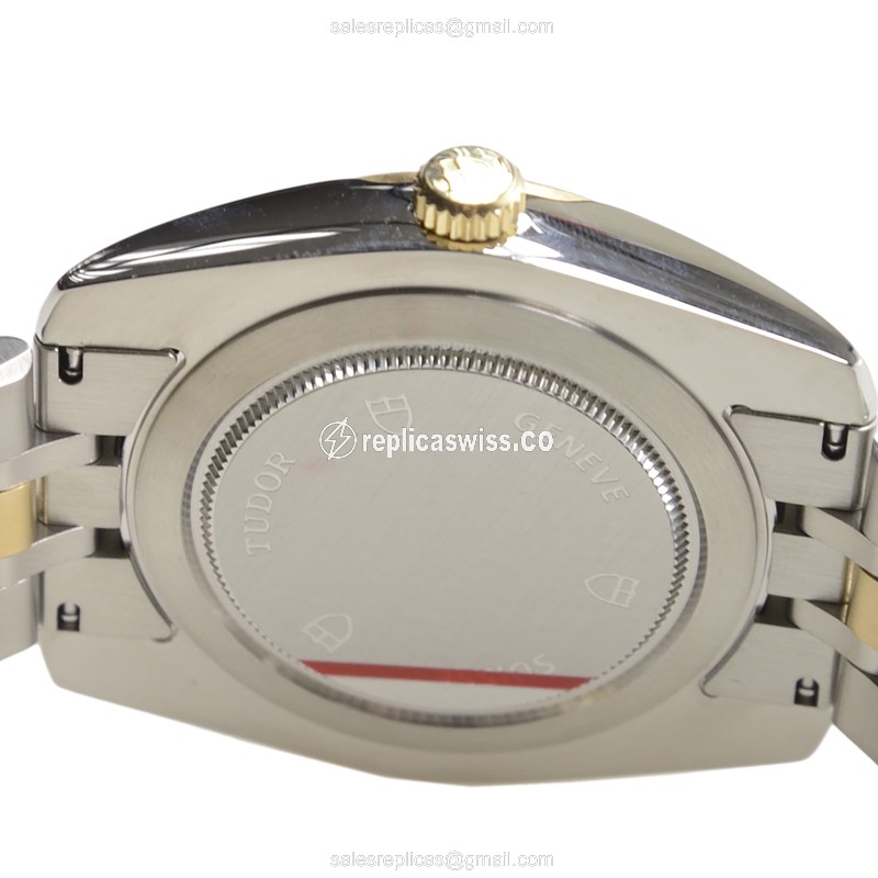 Automatic Tudor Classic 18kt Gold & Steel - Gold Dial - Silver Strap - Clasp - View 4