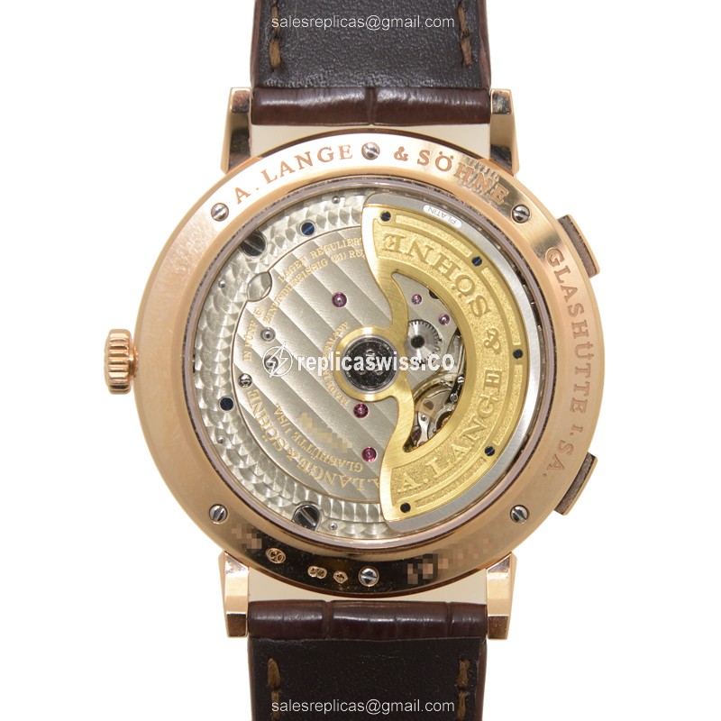 A. Lange & Sohne Saxonia 385.032 - Automatic 18kt Rose Gold - White Dial - Brown Alligator Buckle - View 3