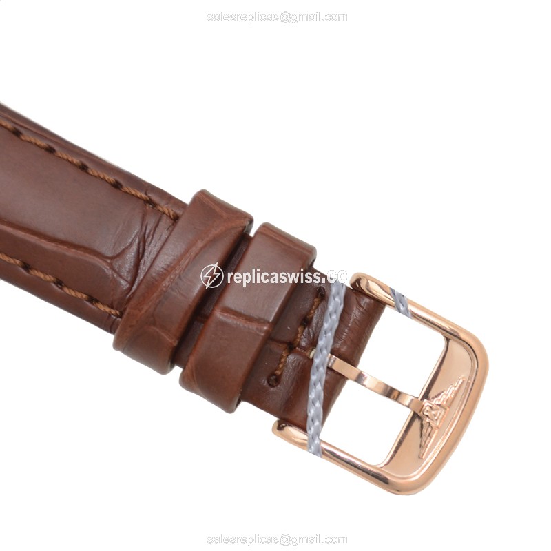 Longines Heritage Classic Replica - Automatic - 18kt Rose Gold - White Dial on Brown Alligator Strap - View 4