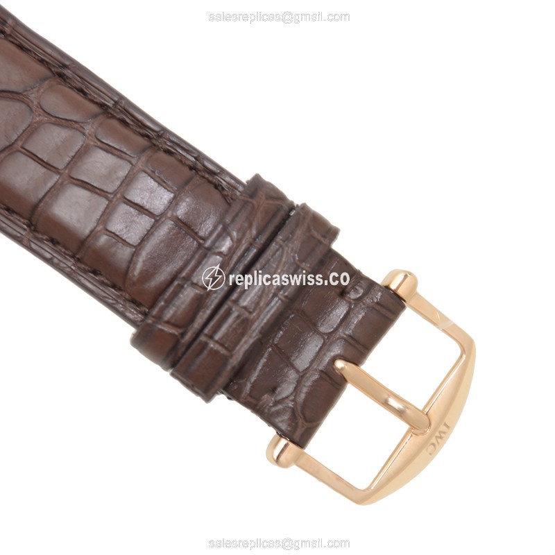 IWC Portofino Replica - Automatic - 18kt Rose Gold - Dark Grey - Brown Alligator Strap - View 4