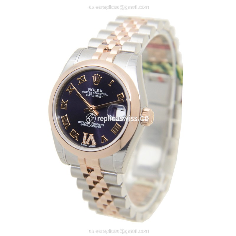 Rolex Datejust Replica - Automatic - Purple Dial on Steel - View 3