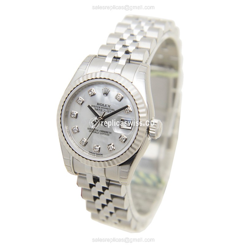 Rolex Datejust Replica - Automatic - White Gold & Steel - Silver Dial, Steel Strap - View 3