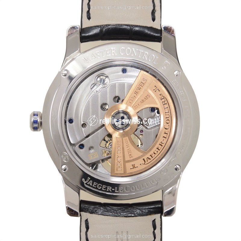 Jaeger-Lecoultre Q1663416 Replica - Ultra Thin - Auto - White Gold - Diamond Accents - Silver Dial - Black Alligator - View 3