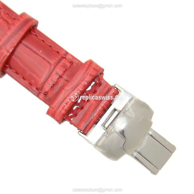 Tissot T-CLASSIC Replica - Automatic - Stainless Steel - White Dial - Red Leather Strap - View 4